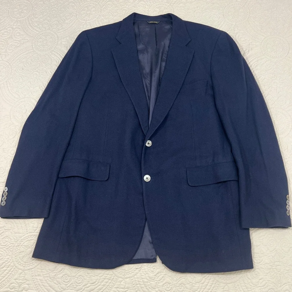 Corbin Ltd Mens‎ Navy Blue Two Button Blazer Sport Coat Made in USA Size 46R